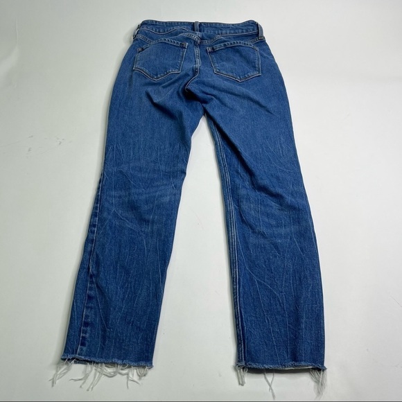 OLD NAVY Deep Blue High Rise Raw Hem Power Slim Straight Leg Jeans SIZE 4 - Picture 4 of 6